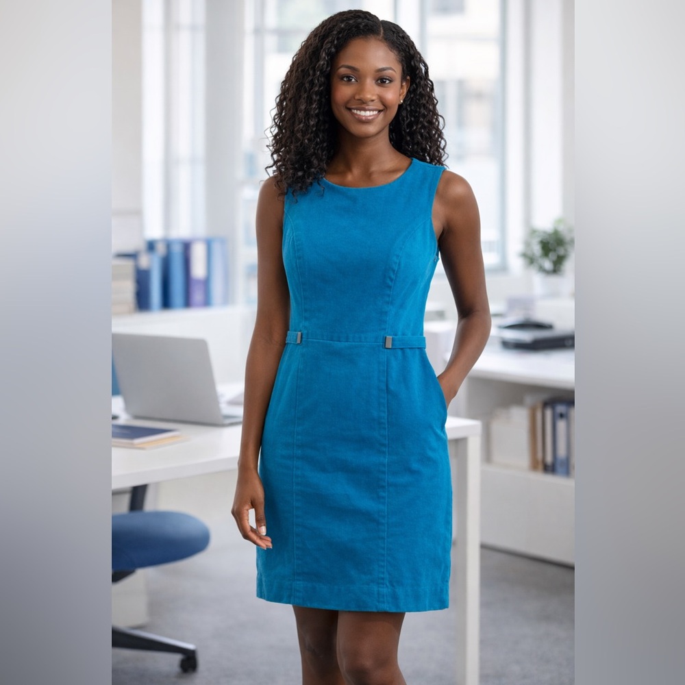 Banana Republic Turquoise Corduroy Transitional Sheath Dress Sz 4 Office Classic